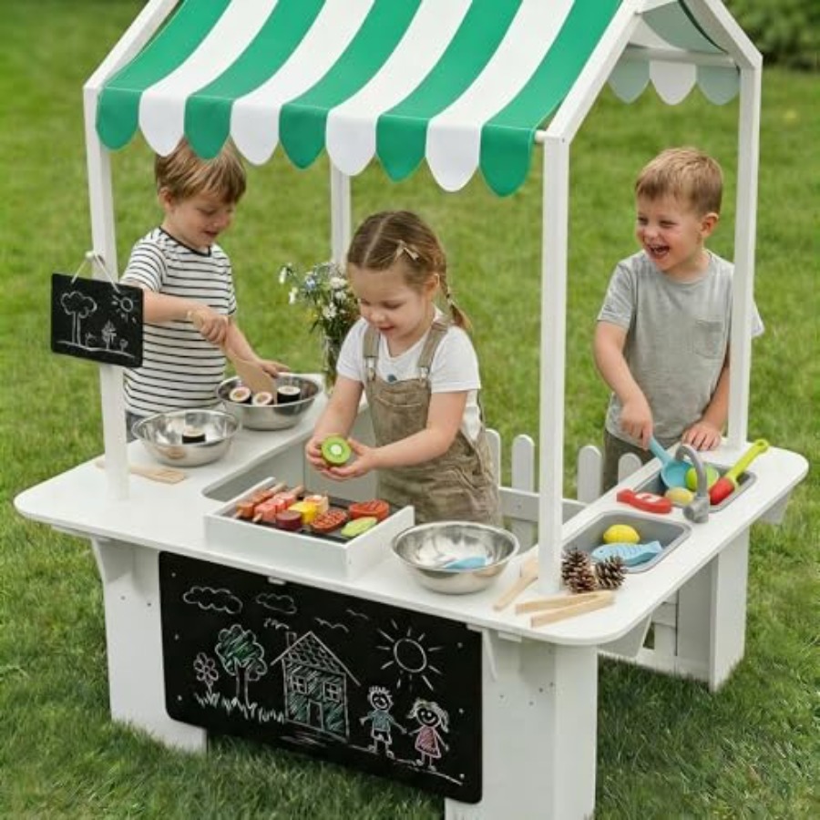 Outdoor playhouse for kids, wh - Kids Outdoor Kitchen Set 评论和价格