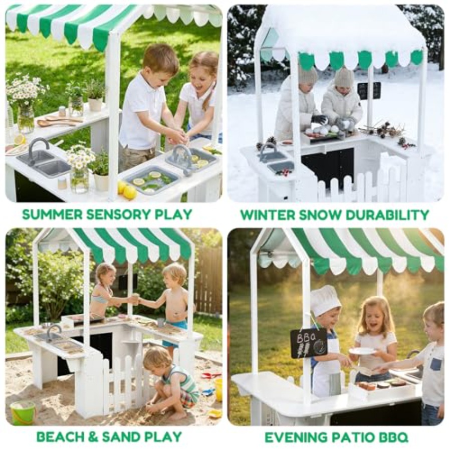 Outdoor playhouse for kids, wh - Kids Outdoor Kitchen Set 评论和价格