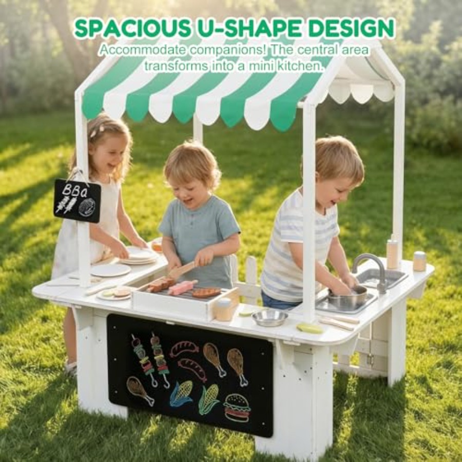 Outdoor playhouse for kids, wh - Kids Outdoor Kitchen Set 评论和价格