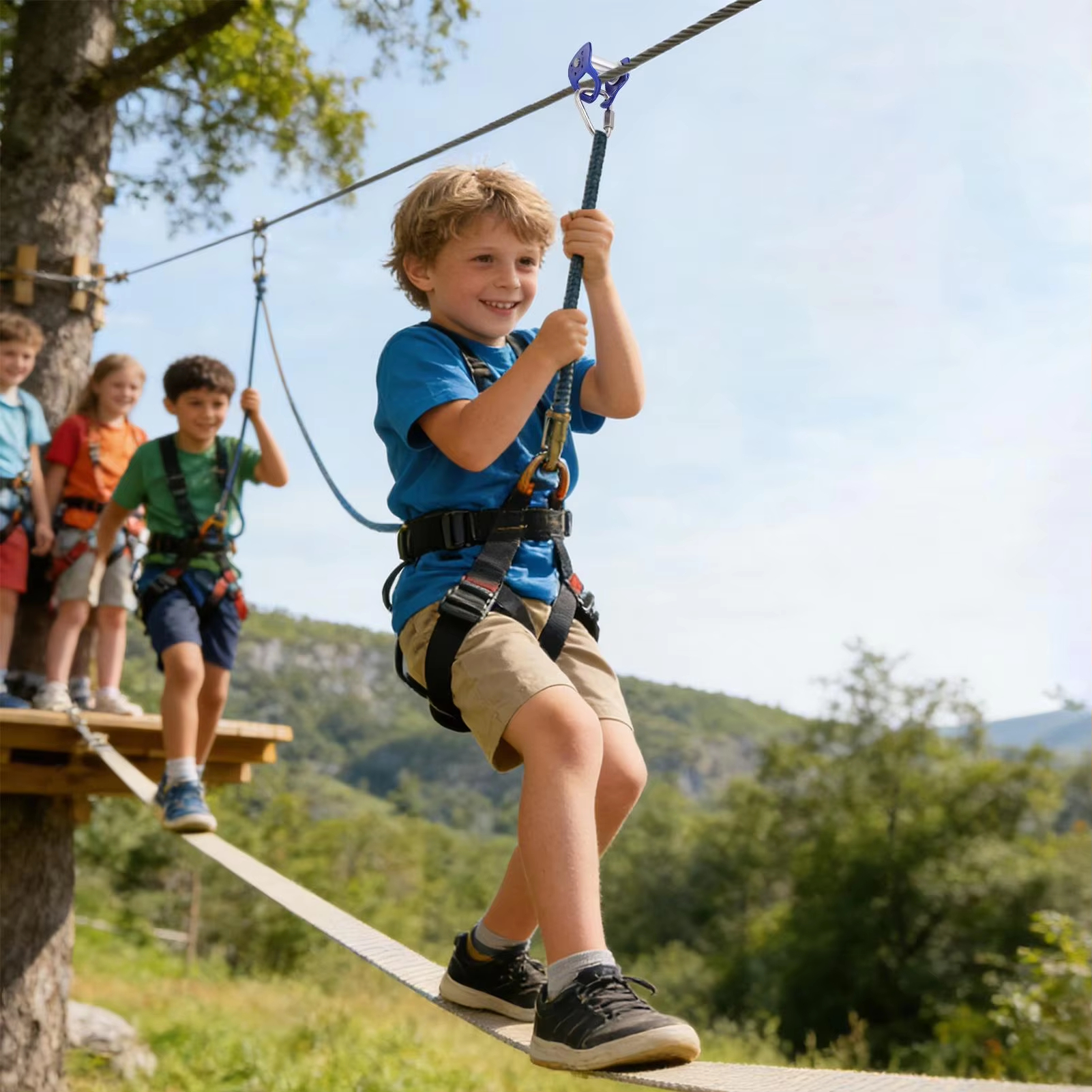 Outdoor 30 KN Zipline Pulley S - Kids Outdoor Furniture Set 评论和价格
