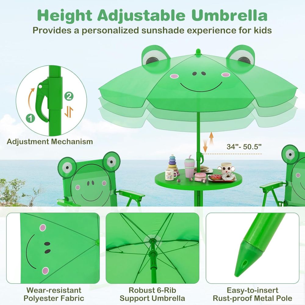 Green Height-Adjustable Kids P - Kids Outdoor Folding Table 评论和价格