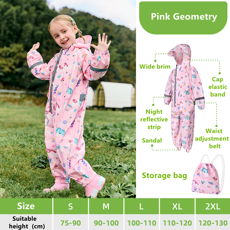 Cartoon Kids One Piece Rain Su - Kids Outdoor Jumpsuit 评论和价格