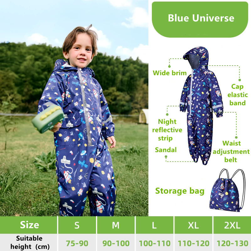 Cartoon Kids One Piece Rain Su - Kids Outdoor Jumpsuit 评论和价格