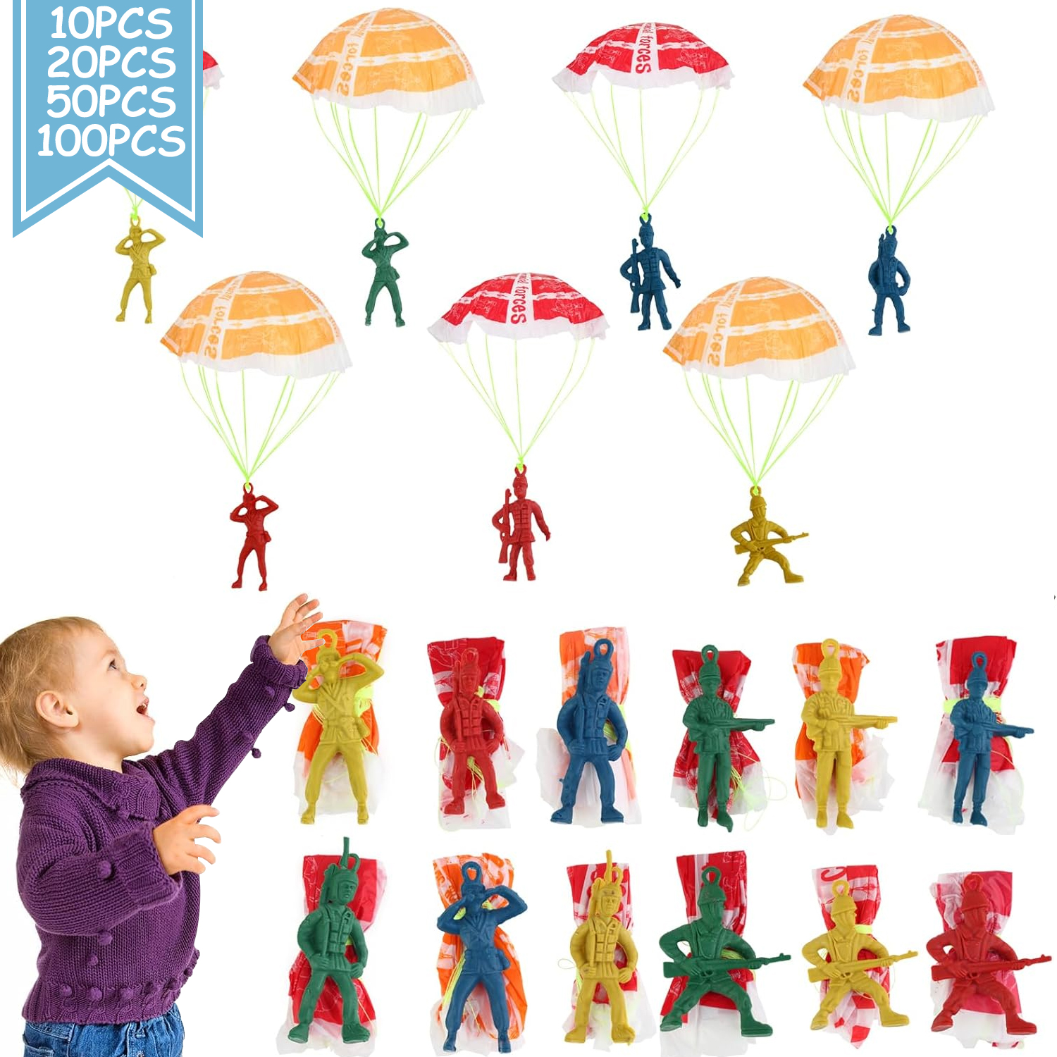 10/100pcs Parachute Toys for K - Kids Outdoor Games Ideas 评论和价格