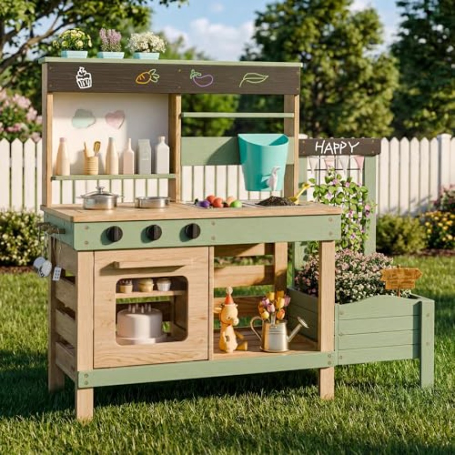 Outdoor kitchen for kids: wood - Kids Outdoor Kitchen Set 评论和价格