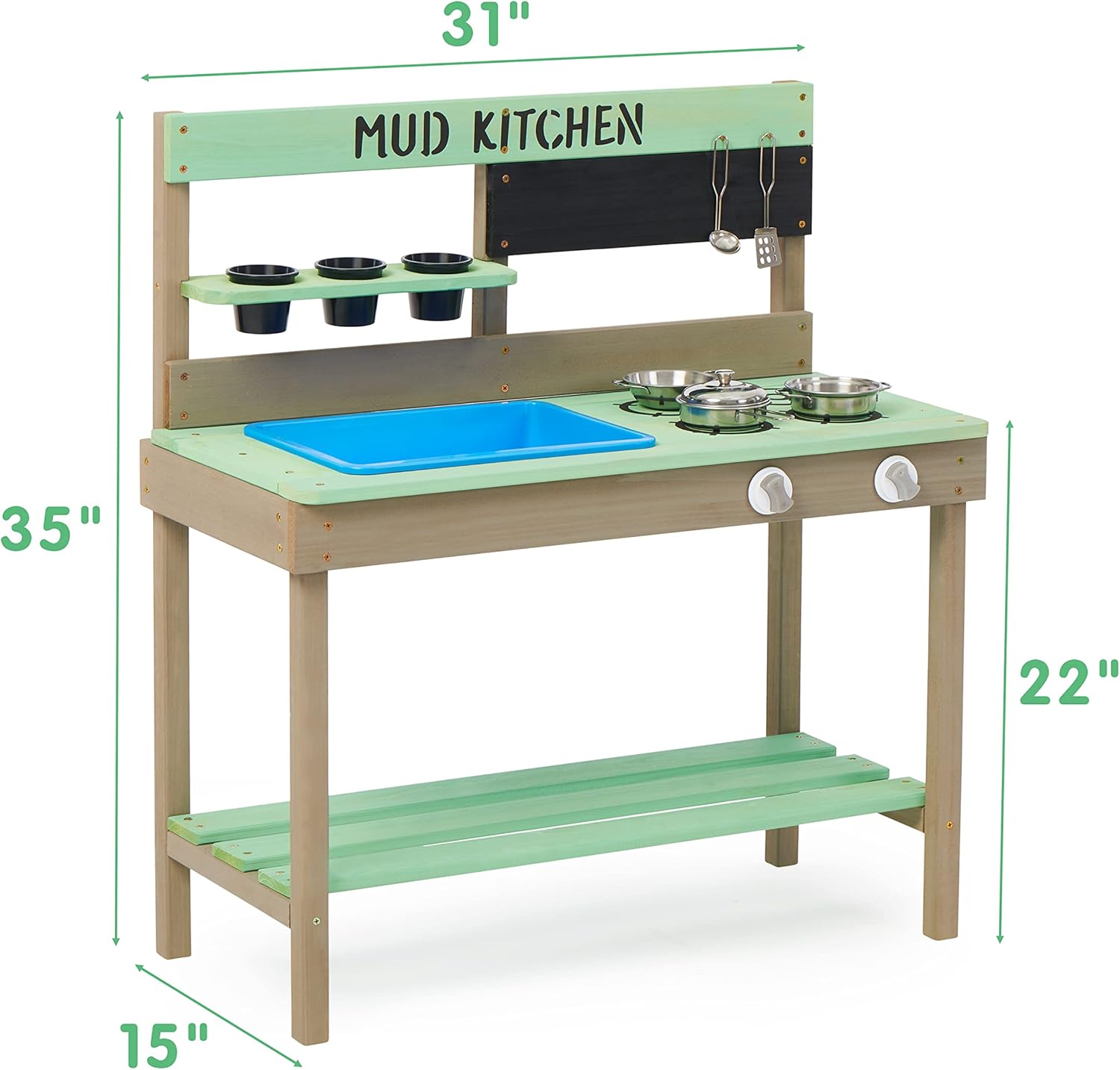 Kid's Wooden Play Kitchen, Out - Kids Outdoor Kitchen Set 评论和价格