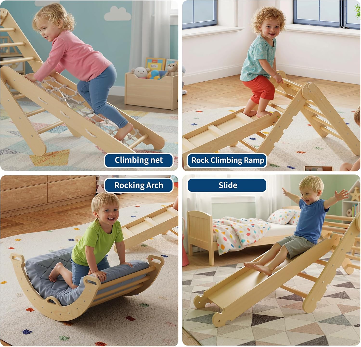 Collapsible Wooden Climbing Tr - Kids Outdoor Climbing Equipment 评论和价格